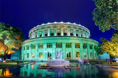 facade statue - Eurasia, Caucasus region, Armenia, Yerevan, Opera House, statue of flute player Aram Khachaturian by Yuri Petrosyan Stock Photo - Rights-Managed, Code: 862-08272840