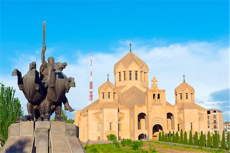 Eurasia, Caucasus region, Armenia, Yerevan, statue of St Grigor at St Gregory the Illuminator Cathedral Foto de stock - Con derechos protegidos, Código: 862-08272841