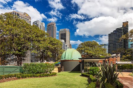 The East Dome of the Sydney Observatory on Observatory Hill Park, Millers Point, Sydney, New South Wales, Australia. Stock Photo - Rights-Managed, Code: 862-08272911