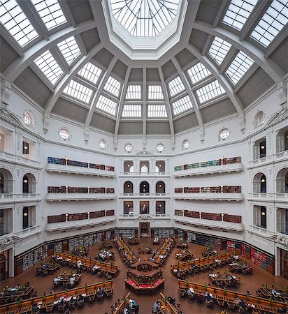 The reading room in the State Library of Victoria, Little Lonsdale Street, Melbourne, Victoria, Australia. Stock Photo - Rights-Managed, Code: 862-08272921