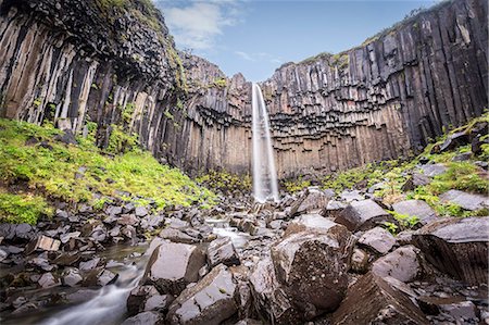simsearch:862-06825748,k - Iceland, Skaftafell National Park, Svartifoss waterfall Foto de stock - Con derechos protegidos, Código: 862-08273222