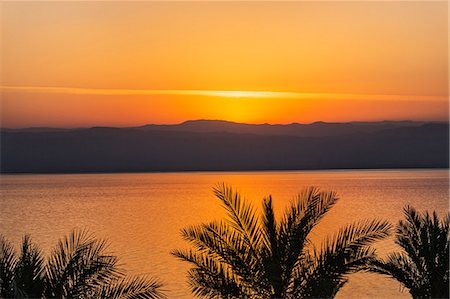 Jordan, Dead Sea. Sunset over the Dead Sea with the mountains of Israel beyond. Stock Photo - Rights-Managed, Code: 862-08273522