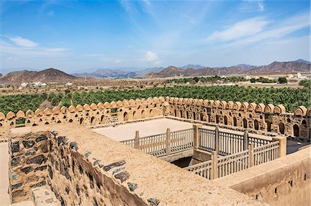 dattier - Oman, Ad Dakhiliyah Governorate, Jabrin. A view from the battlements of the historic and magnificent 17th century Jabrin Fort which was restored between 1979 and 1983. Photographie de stock - Rights-Managed, Code: 862-08273747