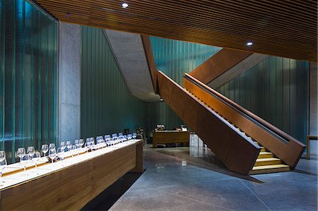 simsearch:400-05079593,k - Spain, Burgos, Gumiel de Izan. The Tasting Room at Bodegas Portia, a modern Ribera Del Duero winery designed by Norman Foster architects. Stock Photo - Rights-Managed, Code: 862-08273803