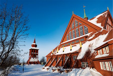 small town winter - Arctic Circle, Lapland, Scandinavia, Sweden, Kiruna, Kiruna church Stock Photo - Rights-Managed, Code: 862-08273851