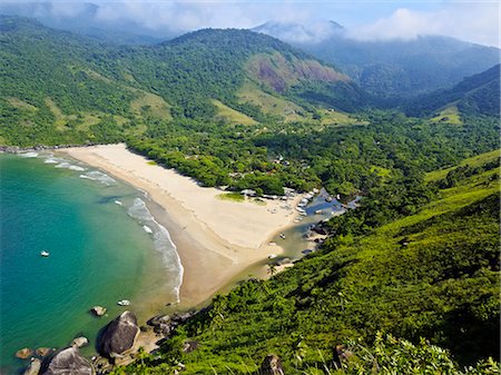 elevated - Brazil, State of Sao Paulo, Ilhabela Island, Elevated view of the beach in Bonete. Stock Photo - Rights-Managed, Code: 862-08698754