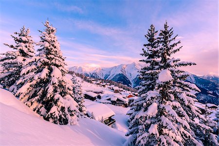 swiss alps sunset - Bettmeralp, Canton Valais, Switzerland Stock Photo - Rights-Managed, Code: 862-08698913