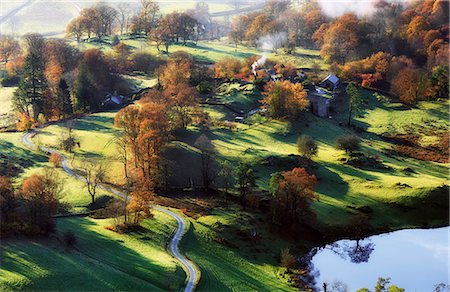 England, Cumbria, Ambleside. The edge of Loughrigg Tarn and surrounding countryside on a sunny autumn morning. Stock Photo - Rights-Managed, Code: 862-08699210