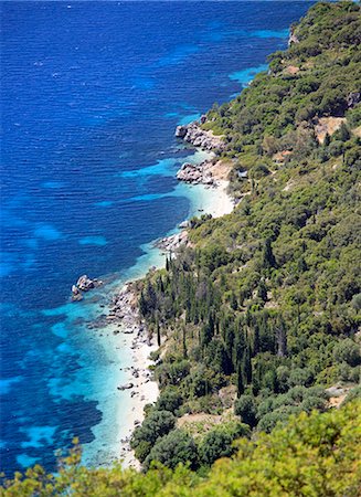 simsearch:862-03888389,k - Greece, Ionian Islands, Ithaca. An overhead view of the west coast of Ithaca. Stock Photo - Rights-Managed, Code: 862-08699291