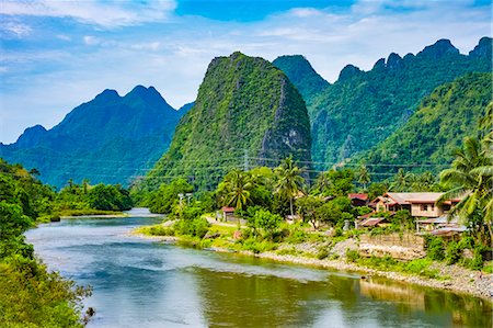 simsearch:862-08699699,k - Village of Pha Tang and karst landscape on the Nam Song River, Vientiane Province, Laos Fotografie stock - Rights-Managed, Codice: 862-08699574