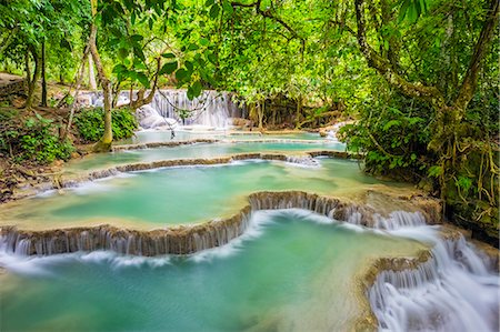 Kuang Si Falls (Tat Kuang Si) Waterfall, Louangphabang Province, Laos Stock Photo - Rights-Managed, Code: 862-08699581