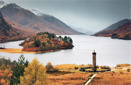 simsearch:862-08699968,k - Scotland, Highland, Glenfinnan. Glenfinnan monument and Loch Shiel in the autumn. Stock Photo - Rights-Managed, Code: 862-08699918