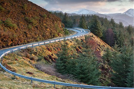simsearch:862-08699968,k - Scotland, Ratagan. The curving Old Military Road at dusk, between Ratagan and Glenelg. Stock Photo - Rights-Managed, Code: 862-08699967