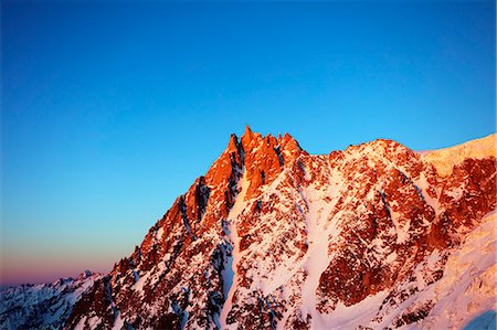 Europe, France, Haute Savoie, Rhone Alps, Chamonix, Aiguille du Midi sunset Stock Photo - Rights-Managed, Code: 862-08704851