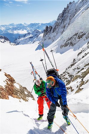 skitour - Europe, France, Haute Savoie, Rhone Alps, Chamonix, ski tourers abseiling on col de Chardonnet Stockbilder - Lizenzpflichtiges, Bildnummer: 862-08704864