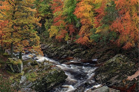 Scotland, Moray, Forres. The River Findhorn flowing through the gorge known as Randolphs Leap. Stock Photo - Rights-Managed, Code: 862-08700038