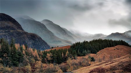 simsearch:862-08699968,k - Scotland, Highland, Glenfinnan. Autumn landscape with mountains fading into cloud, near Glenfinnan. Stock Photo - Rights-Managed, Code: 862-08700053