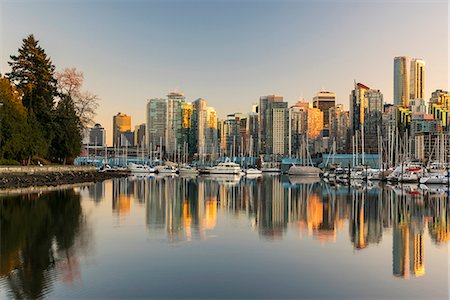 stanley park bc canada pictures - Downtown skyline at sunset, Vancouver, British Columbia, Canada Stock Photo - Rights-Managed, Code: 862-08718511