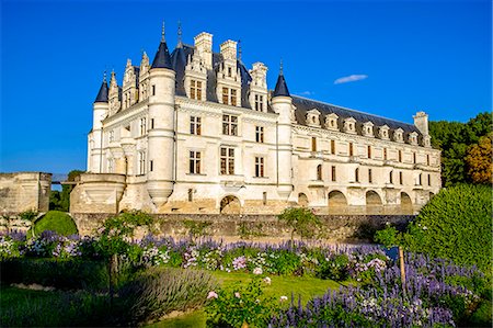 summer castle - Chateau of Chenonceau, Indre-et-Loire, Loire Valley, France, Europe Stock Photo - Rights-Managed, Code: 862-08718828