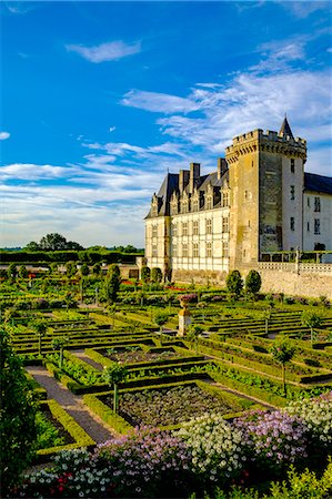Chateau of Villandry gardens, Indre et Loire, Loire Valley, France, Europe Photographie de stock - Rights-Managed, Code: 862-08718834