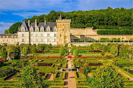 european castle architecture - Chateau of Villandry gardens, Indre et Loire, Loire Valley, France, Europe Stock Photo - Rights-Managed, Code: 862-08718833