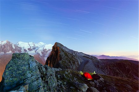 Europe, France, Haute Savoie, Rhone Alps, Chamonix, Mont Blanc 4810m, campsite at Brevant Stock Photo - Rights-Managed, Code: 862-08718845