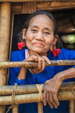 Rakhine state, Myanmar. Chin woman with traditional tattooed face. Stock Photo - Rights-Managed, Code: 862-08719273