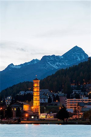 silhoutted - Europe, Switzerland, Graubunden, Engadine, St Moritz Stock Photo - Rights-Managed, Code: 862-08719626