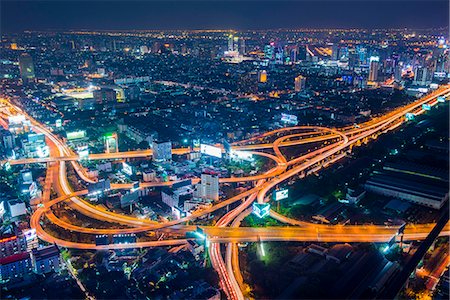 Bangkok, Thailand. Cityscape with city lights at dusk seen from the Baiyoke tower. Stock Photo - Rights-Managed, Code: 862-08719667