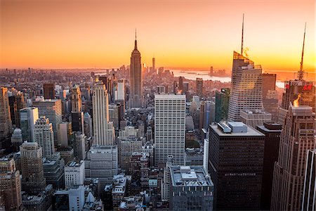 Midtown Manhattan skyline at sunset, New York, USA Stock Photo - Rights-Managed, Code: 862-08720004