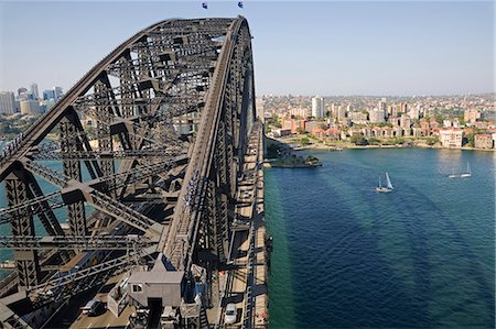 porto di sydney - View of the Harbour Bridge and Sydney's north shore from atop the Pylon lookout Fotografie stock - Rights-Managed, Codice: 862-03288841