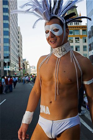 A member of the Beasty Boys - a parade entry in the annual Sydney Gay and Lesbian Mardi Gras on Oxford Street Fotografie stock - Rights-Managed, Codice: 862-03288887