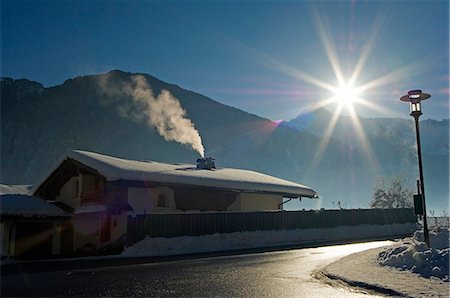 smoke house - Mayrhofen Ski Resort Hippach Village Snow Cover Stock Photo - Rights-Managed, Code: 862-03289241