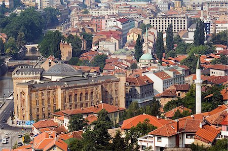 Panoramic Hilltop View of the City The National and University Library Austro Hungarian Building Foto de stock - Con derechos protegidos, Código: 862-03289501