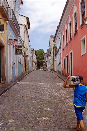 Brazil,Bahia,Salvador. The city of Salvador within the historic Old City,a UNESCO World Heritage listed location. Street scene that reflects the cultural richness of the city and its well preserved colonial architecture. Stock Photo - Rights-Managed, Code: 862-03289757