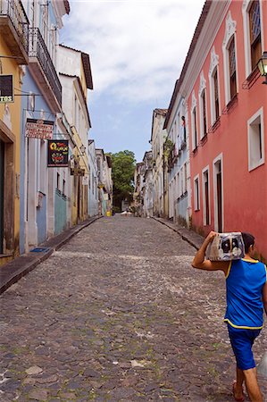 steet - Brazil,Bahia,Salvador. The city of Salvador within the historic Old City,a UNESCO World Heritage listed location. Street scene that reflects the cultural richness of the city and its well preserved colonial architecture. Stock Photo - Rights-Managed, Code: 862-03289757