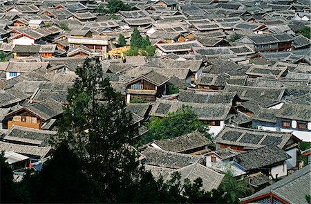 Lijiang's World Heritage Listed Old Quarter viewed from from Shizi Shan,or Lion Hill Foto de stock - Con derechos protegidos, Código: 862-03289875