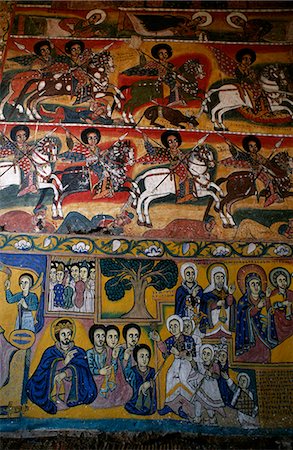 simsearch:862-03354001,k - Ura Kidane Meret Church boasts some of the finest 16th century murals,most painted in the maqdas,or inner sanctuary,of any Ethiopian church. Stock Photo - Rights-Managed, Code: 862-03354009