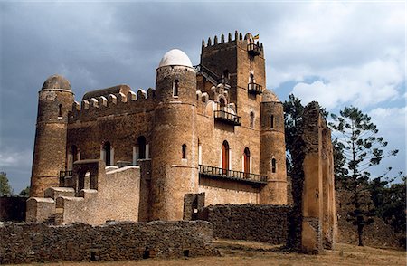 ethiopia - Built in the 1640's and restores about fifty years ago,Fasiladas' Palace is Gonders most impressive with a parapet and domed Towers. Stock Photo - Rights-Managed, Code: 862-03354025