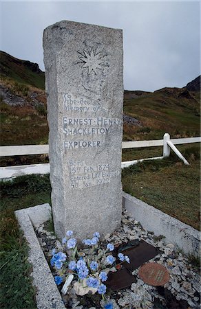 Grave of Sir Ernest Shackleton in whalers' cemetery. Stock Photo - Rights-Managed, Code: 862-03354149