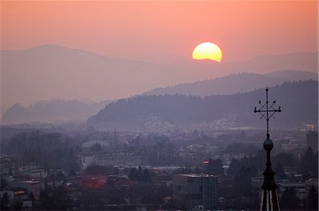 Ljubljiana Sunset Stock Photo - Rights-Managed, Code: 862-03354174