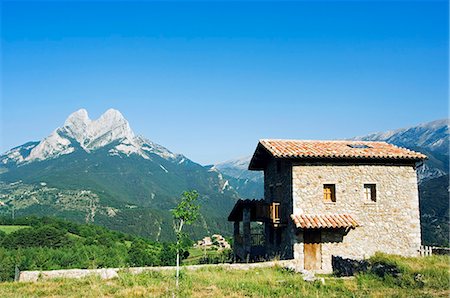 Stone House below Pedraforca 'Stone Fork' Mountain 2497m Stock Photo - Rights-Managed, Code: 862-03354456