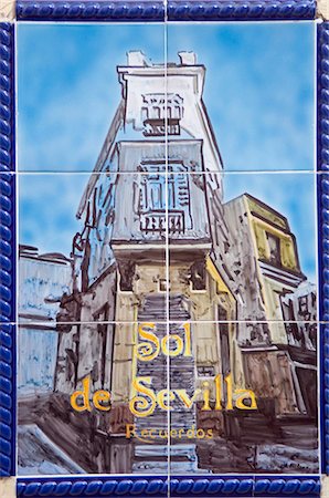 simsearch:862-03354510,k - Detail of a mural made of painted ceramic tiles on a wall in a street in Seville showing a Sevillian street scene. Foto de stock - Con derechos protegidos, Código: 862-03354522