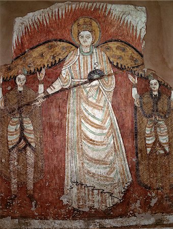 suédois - A fine early Coptic wall mural depicting an angel,which came from the ancient Christian monastery of Faras,founded in 707AD. A team of Polish experts saved the murals from this monastery before the site was submerged by Lake Nasser after the completion of Egypt's Aswan High Dam. A selection of murals now hangs in Sudan's National Museum in Khartoum. Foto de stock - Con derechos protegidos, Código: 862-03354558