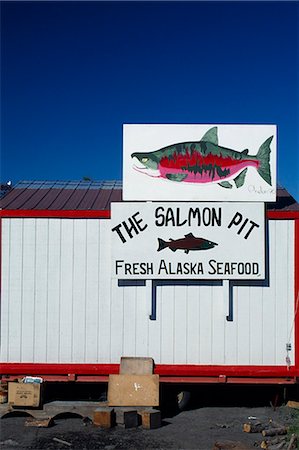 fairbanks - Seafood shop Fotografie stock - Rights-Managed, Codice: 862-03355489