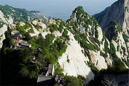 Wanderer auf einem Trail am Huashan, Granit erreichte Berg (2160m) in der Provinz Shaanxi, China Stockbilder - Lizenzpflichtiges, Bildnummer: 862-03351110