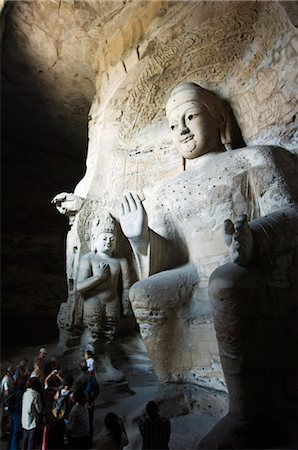 simsearch:862-03351725,k - China,Shanxi Province,Datong. Buddhist statues of Yungang Caves cut during the Northern Wei Dynasty (460 AD). Unesco World Heritage site near Datong. Stock Photo - Rights-Managed, Code: 862-03351169