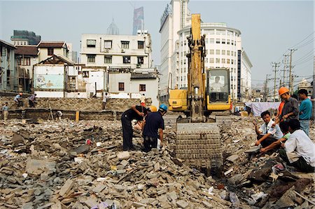 site - Chine, Shanghai. Un site de démolition. Photographie de stock - Rights-Managed, Code: 862-03351261