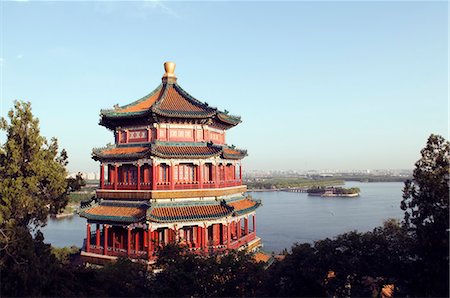 China,Beijing. Summer Palace - Unesco World Heritage Site. A Pagoda overlooking Lake Kunming and the city. Stock Photo - Rights-Managed, Code: 862-03351445