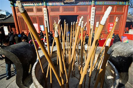 China,Beijing. Chinese New Year Spring Festival - incense sticks burning at Donyue temple and Beijing Folk Arts Museum. Stock Photo - Rights-Managed, Code: 862-03351567